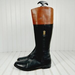 Cole Haan Rigby Black Leather Zip Up Riding Boots K38